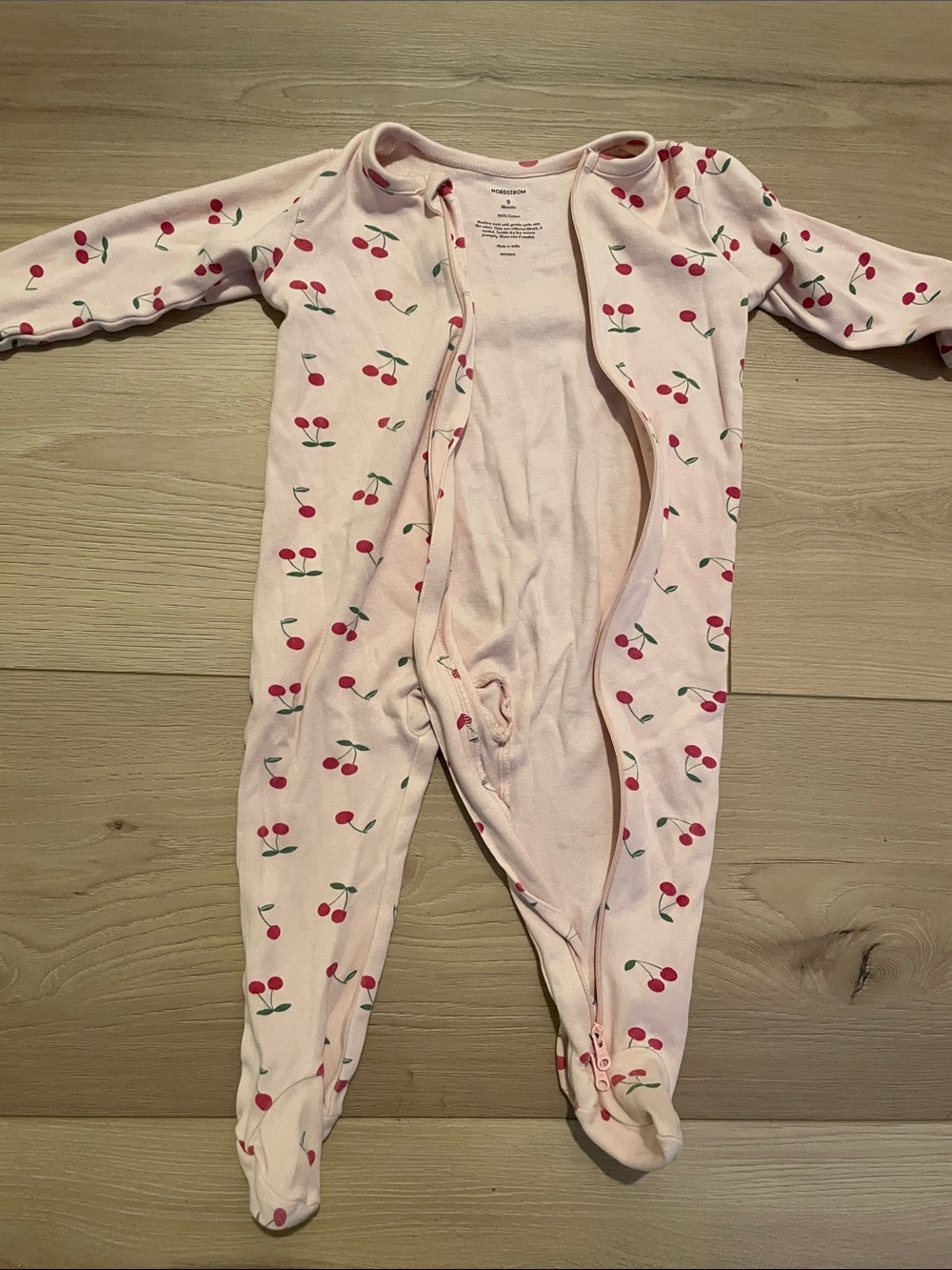 Nordstrom Pink Cherry-Print Footed One-Piece